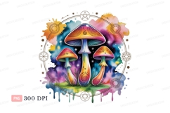 Psychedelic mushrooms cosmic watercolor fantasy Product Image 1