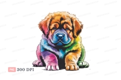 Fluffy puppy rainbow colors animal canine Product Image 1