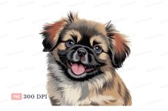 Fluffy dog with blue eyes and pink tongue puppy canine Product Image 1