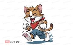 Cheerful cat running through puddles water happy Product Image 1