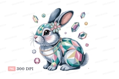 Gemstone rabbit adorned with flower and pearls jewelry Product Image 1