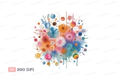 Colorful abstract floral explosion watercolor Product Image 1
