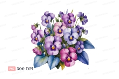Purple pink blue pansy bouquet yellow Product Image 1