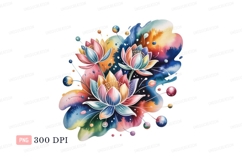 Colorful lotus flowers abstract watercolor image Product Image 1