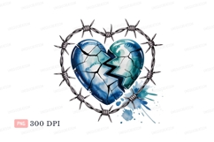 Broken heart barbed wire blue Product Image 1