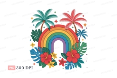Tropical rainbow paradise with vibrant flowers palm Product Image 1