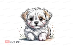 Fluffy white puppy with brown ears image Product Image 1