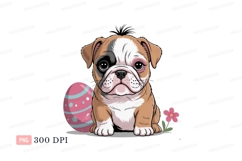 Bulldog puppy with easter egg and flower image Product Image 1