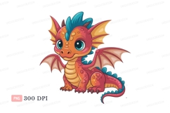 Cute dragon creature with blue mane and wings fantasy Product Image 1