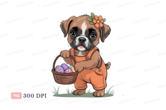 Boxer puppy with flower and easter eggs image Product Image 1