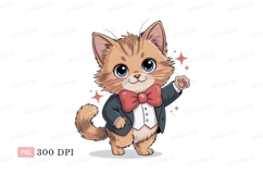 Adorable cat wearing tuxedo and bow tie cute Product Image 1