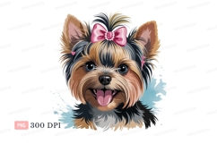 Adorable yorkie with pink bow puppy canine Product Image 1