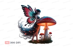Fairy with butterfly wings and glowing mushroom image Product Image 1