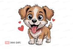 Adorable puppy with blue eyes and red collar cute cartoon Product Image 1