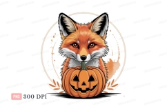 Orange fox with jackolantern white black Product Image 1