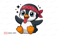 Cute penguin bandana tongue out image Product Image 1
