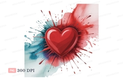 Red heart splash watercolor paint Product Image 1