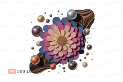 Colorful flower with metallic spheres petals Product Image 1