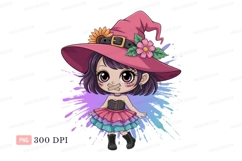 Cute witch girl with taped mouth and hat image Product Image 1