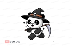 Cute panda witch with scythe skull Product Image 1