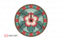 Tropical hibiscus flower palm leaves mandala image Product Image 1