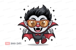 Cute vampire running with glasses cartoon Product Image 1