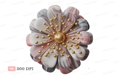 Swirling Petal Flower With Gold Accents petals marble Product Image 1