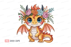 Cute dragon with flower crown fantasy mythical Product Image 1