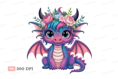 Cute dragon wearing flowers fantasy mythical Product Image 1