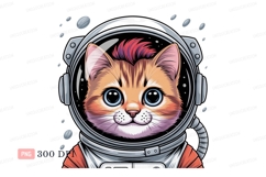 Orange cat astronaut with punk hair space helmet Product Image 1