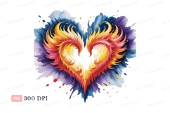 Fiery heart shape with colorful splash fire phoenix Product Image 1