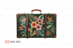 Tropical floral patterned luggage suitcase travel Product Image 1