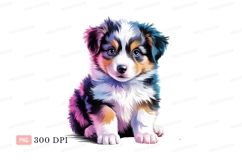 Fluffy puppy with blue eyes canine animal Product Image 1