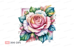Pastel rose bloom with leaves petals buds Product Image 1