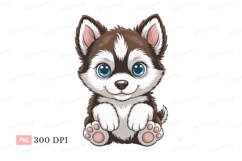 Cute husky puppy with blue eyes animal Product Image 1