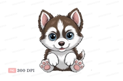Adorable husky puppy with blue eyes canine animal Product Image 1