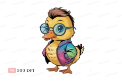 Yellow duckling wearing glasses and jacket orange blue Product Image 1