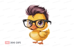 Yellow duckling with purple hair and glasses image Product Image 1