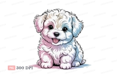 Fluffy white puppy with pink blue accents image Product Image 1
