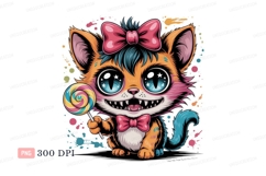 Whimsical Feline Candy Companion cartoon cute Product Image 1
