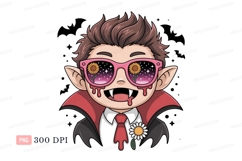 Vampire wearing sunglasses with flowers stars night Product Image 1