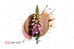 Pink foxglove flower on wood yellow green Product Image 1
