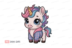 Cute unicorn wearing plaid jacket fantasy magical Product Image 1