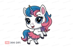 Cute unicorn with pink skirt fantasy animal Product Image 1
