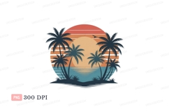 Tropical sunset palm trees ocean view image Product Image 1