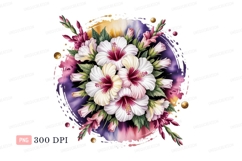 White hibiscus floral arrangement pink purple Product Image 1