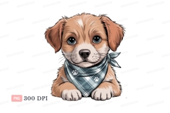 Adorable puppy wearing bandana canine animal Product Image 1