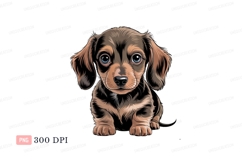 Adorable dachshund puppy with big blue eyes canine Product Image 1