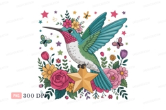 Hummingbird floral star mockup butterfly flowers Product Image 1