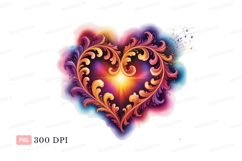 Ornate Heart With Musical Notes swirls flourish Product Image 1